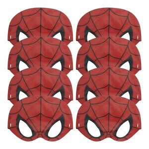 Unique Spider-Man Birthday Party Masks, 8-Pack - Child-Size Red Paper Masks with